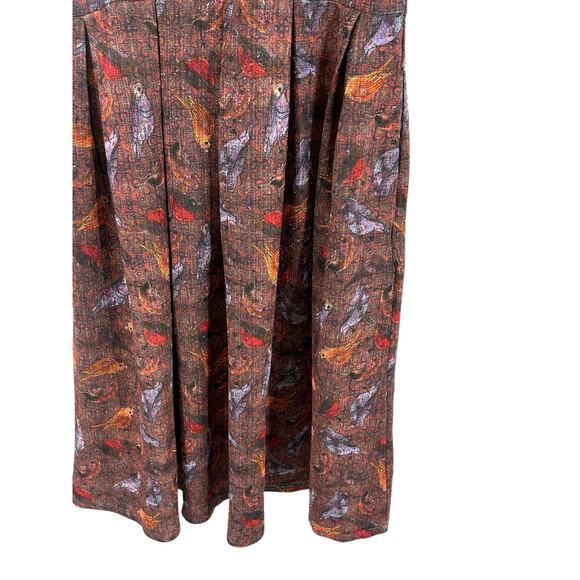 LuLaRoe Amelia Dress Large Bird Print Stretch Fit & Flare w/ Pockets Modest - Picture 2 of 7
